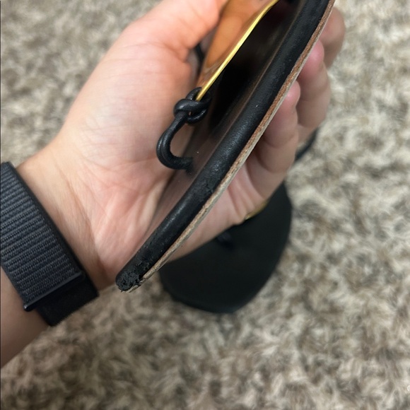 Tory Burch “Patos” Black and Gold Sandals Sz 8 1/2 - Picture 5 of 11